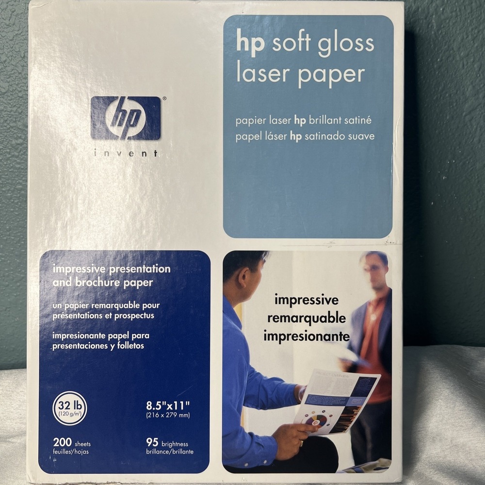 HP‎ Soft Gloss Presentation Laser Paper 8.5 x 11" 200 Sheets 32 lb 95 Brightness